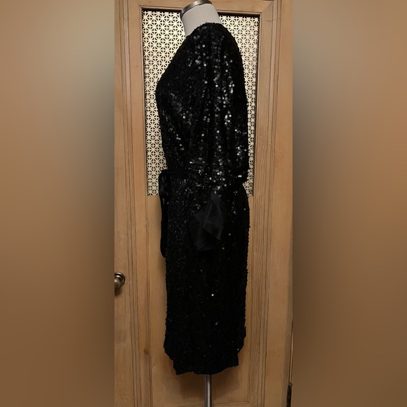 Natori Black Sequin Long Sleeve Dress - Picture 7 of 13
